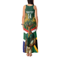 Custom South Africa Rugby Tank Maxi Dress 2024 Go Springboks Mascot African Pattern - Wonder Print Shop