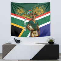 Custom South Africa Rugby Tapestry 2024 Go Springboks Mascot African Pattern - Wonder Print Shop