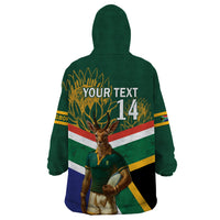 Custom South Africa Rugby Wearable Blanket Hoodie 2024 Go Springboks Mascot African Pattern - Wonder Print Shop