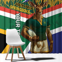 Custom South Africa Rugby Window Curtain 2024 Go Springboks Mascot African Pattern - Wonder Print Shop