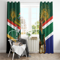 Custom South Africa Rugby Window Curtain 2024 Go Springboks Mascot African Pattern - Wonder Print Shop
