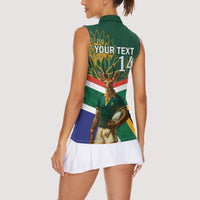 Custom South Africa Rugby Women Sleeveless Polo Shirt 2024 Go Springboks Mascot African Pattern - Wonder Print Shop