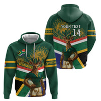 Custom South Africa Rugby Zip Hoodie 2024 Go Springboks Mascot African Pattern - Wonder Print Shop