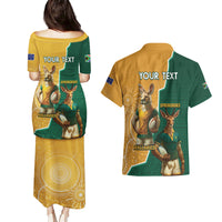 Personalised South Africa And Australia Rugby Couples Matching Puletasi and Hawaiian Shirt 2024 Springboks Wallabies Mascots Together - Wonder Print Shop