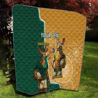 Personalised South Africa And Australia Rugby Quilt 2024 Springboks Wallabies Mascots Together - Wonder Print Shop