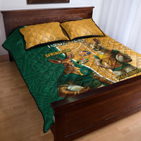 Personalised South Africa And Australia Rugby Quilt Bed Set 2024 Springboks Wallabies Mascots Together - Wonder Print Shop
