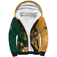 Personalised South Africa And Australia Rugby Sherpa Hoodie 2024 Springboks Wallabies Mascots Together - Wonder Print Shop