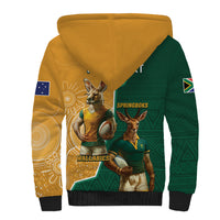 Personalised South Africa And Australia Rugby Sherpa Hoodie 2024 Springboks Wallabies Mascots Together - Wonder Print Shop