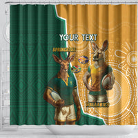 Personalised South Africa And Australia Rugby Shower Curtain 2024 Springboks Wallabies Mascots Together
