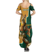 Personalised South Africa And Australia Rugby Summer Maxi Dress 2024 Springboks Wallabies Mascots Together - Wonder Print Shop