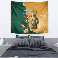 Personalised South Africa And Australia Rugby Tapestry 2024 Springboks Wallabies Mascots Together - Wonder Print Shop