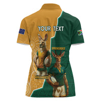Personalised South Africa And Australia Rugby Women Polo Shirt 2024 Springboks Wallabies Mascots Together - Wonder Print Shop