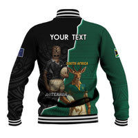 Personalised New Zealand And South Africa Rugby Baseball Jacket 2024 All Black Springboks Mascots Together - Wonder Print Shop