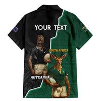 Personalised New Zealand And South Africa Rugby Family Matching Mermaid Dress and Hawaiian Shirt 2024 All Black Springboks Mascots Together - Wonder Print Shop