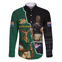 Personalised New Zealand And South Africa Rugby Family Matching Puletasi and Hawaiian Shirt 2024 All Black Springboks Mascots Together - Wonder Print Shop