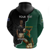 Personalised New Zealand And South Africa Rugby Hoodie 2024 All Black Springboks Mascots Together - Wonder Print Shop
