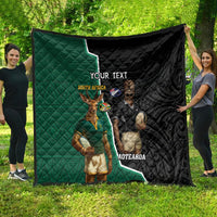 Personalised New Zealand And South Africa Rugby Quilt 2024 All Black Springboks Mascots Together - Wonder Print Shop