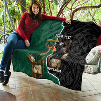 Personalised New Zealand And South Africa Rugby Quilt 2024 All Black Springboks Mascots Together - Wonder Print Shop