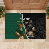 Personalised New Zealand And South Africa Rugby Rubber Doormat 2024 All Black Springboks Mascots Together - Wonder Print Shop