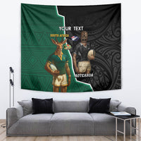 Personalised New Zealand And South Africa Rugby Tapestry 2024 All Black Springboks Mascots Together - Wonder Print Shop