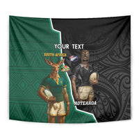 Personalised New Zealand And South Africa Rugby Tapestry 2024 All Black Springboks Mascots Together - Wonder Print Shop
