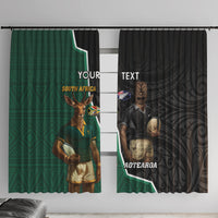 Personalised New Zealand And South Africa Rugby Window Curtain 2024 All Black Springboks Mascots Together - Wonder Print Shop