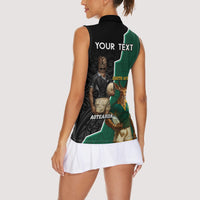 Personalised New Zealand And South Africa Rugby Women Sleeveless Polo Shirt 2024 All Black Springboks Mascots Together - Wonder Print Shop