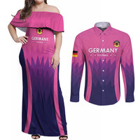 Custom Germany Football Couples Matching Off Shoulder Maxi Dress and Long Sleeve Button Shirt 2024 Nationalelf - Pink Version - Wonder Print Shop