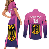 Custom Germany Football Couples Matching Short Sleeve Bodycon Dress and Long Sleeve Button Shirt 2024 Nationalelf - Pink Version - Wonder Print Shop