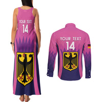 Custom Germany Football Couples Matching Tank Maxi Dress and Long Sleeve Button Shirt 2024 Nationalelf - Pink Version - Wonder Print Shop