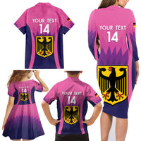 Custom Germany Football Family Matching Long Sleeve Bodycon Dress and Hawaiian Shirt 2024 Nationalelf - Pink Version - Wonder Print Shop