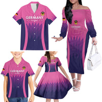 Custom Germany Football Family Matching Off The Shoulder Long Sleeve Dress and Hawaiian Shirt 2024 Nationalelf - Pink Version - Wonder Print Shop