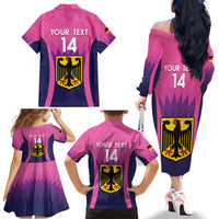 Custom Germany Football Family Matching Off The Shoulder Long Sleeve Dress and Hawaiian Shirt 2024 Nationalelf - Pink Version - Wonder Print Shop