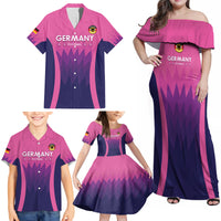 Custom Germany Football Family Matching Off Shoulder Maxi Dress and Hawaiian Shirt 2024 Nationalelf - Pink Version - Wonder Print Shop