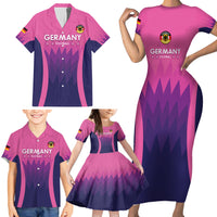 Custom Germany Football Family Matching Short Sleeve Bodycon Dress and Hawaiian Shirt 2024 Nationalelf - Pink Version - Wonder Print Shop