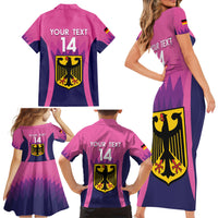 Custom Germany Football Family Matching Short Sleeve Bodycon Dress and Hawaiian Shirt 2024 Nationalelf - Pink Version - Wonder Print Shop