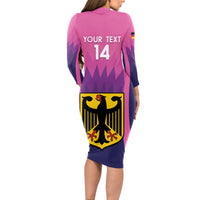 Custom Germany Football Long Sleeve Bodycon Dress 2024 Nationalelf - Pink Version - Wonder Print Shop