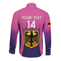 Custom Germany Football Long Sleeve Button Shirt 2024 Nationalelf - Pink Version - Wonder Print Shop