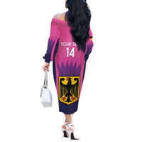 Custom Germany Football Off The Shoulder Long Sleeve Dress 2024 Nationalelf - Pink Version - Wonder Print Shop