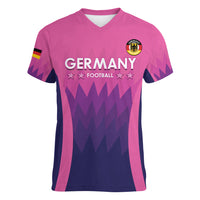 Custom Germany Football Women V-Neck T-Shirt 2024 Nationalelf - Pink Version - Wonder Print Shop