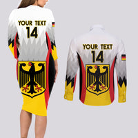 Custom Germany Football Couples Matching Long Sleeve Bodycon Dress and Long Sleeve Button Shirt 2024 Nationalelf - White Version - Wonder Print Shop