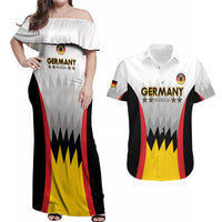 Custom Germany Football Couples Matching Off Shoulder Maxi Dress and Hawaiian Shirt 2024 Nationalelf - White Version - Wonder Print Shop