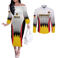 Custom Germany Football Couples Matching Off The Shoulder Long Sleeve Dress and Long Sleeve Button Shirt 2024 Nationalelf - White Version