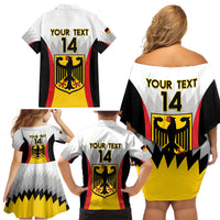 Custom Germany Football Family Matching Off Shoulder Short Dress and Hawaiian Shirt 2024 Nationalelf - White Version - Wonder Print Shop