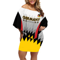 Custom Germany Football Family Matching Off Shoulder Short Dress and Hawaiian Shirt 2024 Nationalelf - White Version - Wonder Print Shop