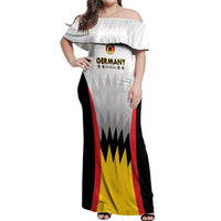 Custom Germany Football Off Shoulder Maxi Dress 2024 Nationalelf - White Version - Wonder Print Shop