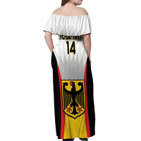 Custom Germany Football Off Shoulder Maxi Dress 2024 Nationalelf - White Version - Wonder Print Shop