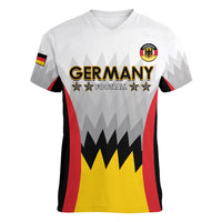 Custom Germany Football Women V-Neck T-Shirt 2024 Nationalelf - White Version - Wonder Print Shop