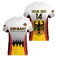 Custom Germany Football Women V-Neck T-Shirt 2024 Nationalelf - White Version - Wonder Print Shop