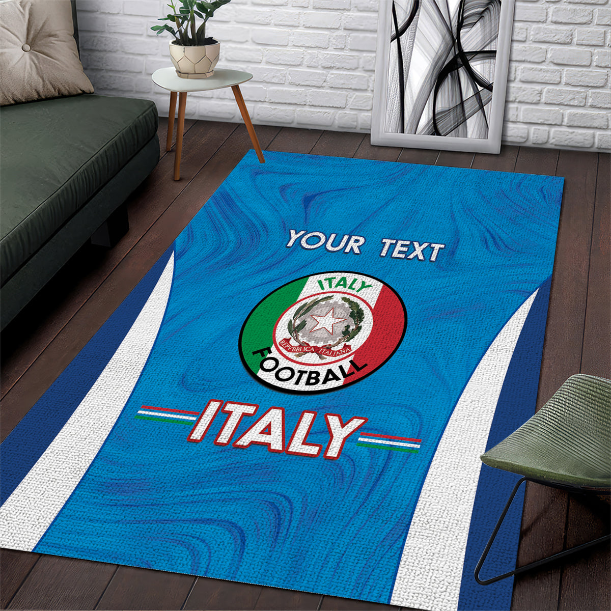 Custom Italy Football Area Rug 2024 Gli Azzurri Marble Pattern